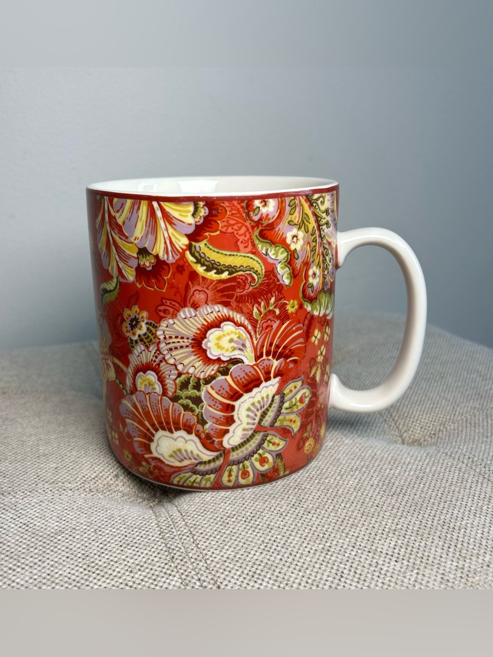 222 Fifth Gabrielle Red Floral Fine China Giant Coffee Mug Tea Cup Fine China